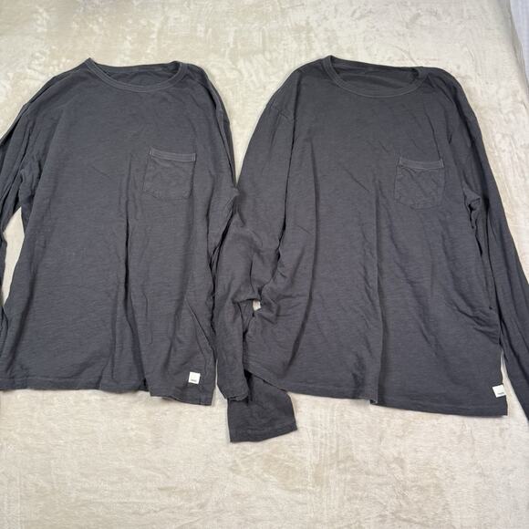 Lot 2 VUORI Shirt Gray Rise Long Sleeve Tee Pocket Cotton Men's Size XL - Picture 3 of 7